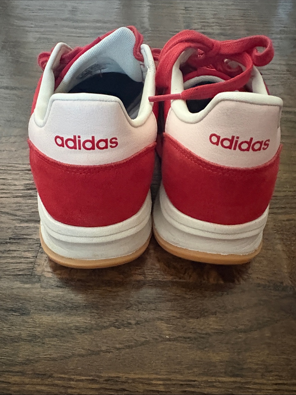Adidas Women's Red Athletic Sneakers with White Stripes - Picture 5 of 5